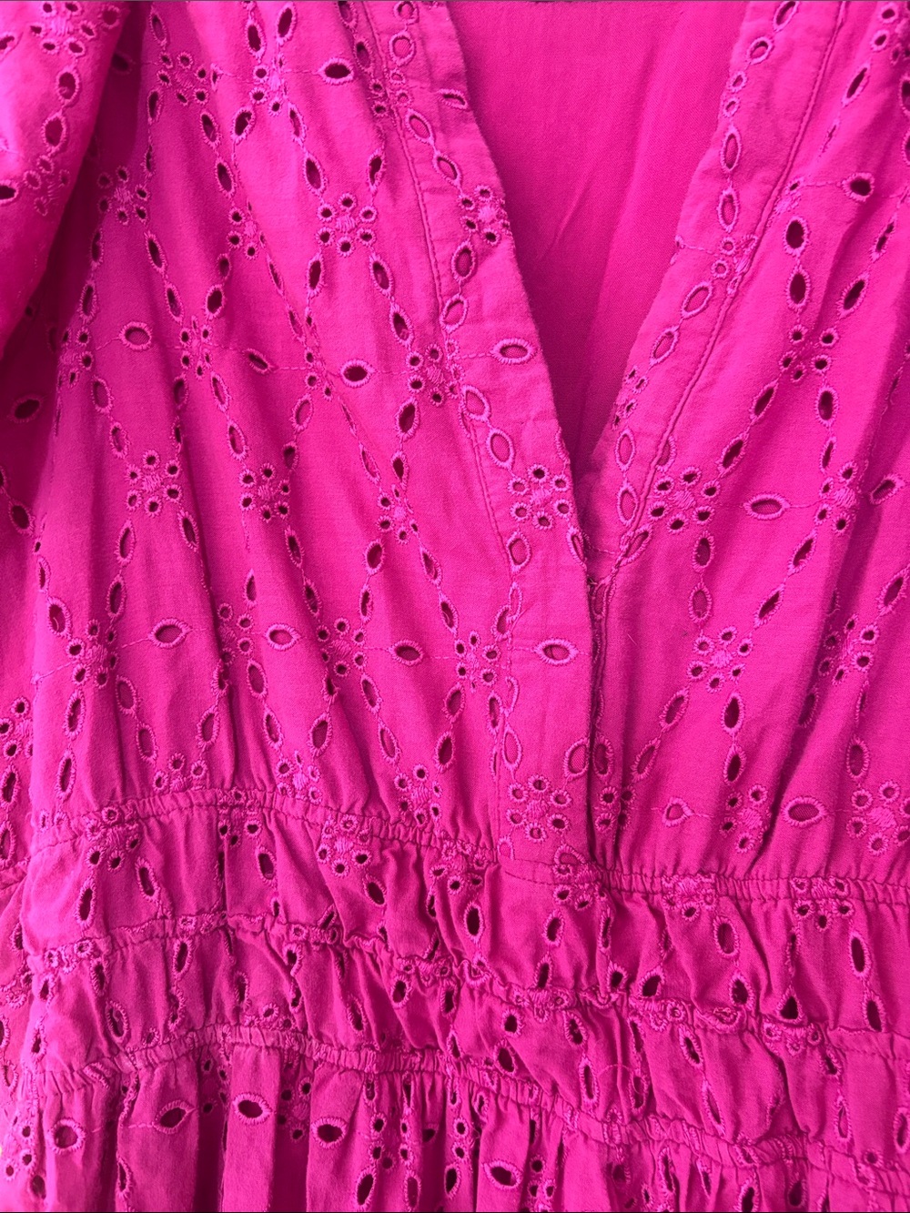 Anthropologie Somerset Bright Magenta Eyelet Maxi Dress EUC XL - Picture 2 of 6
